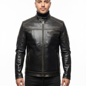 Alternative view of Dericlass Pedro Eskitme Siyah Hakiki Erkek Deri Mont